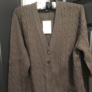 Lands End Cable Cardigan. NWT